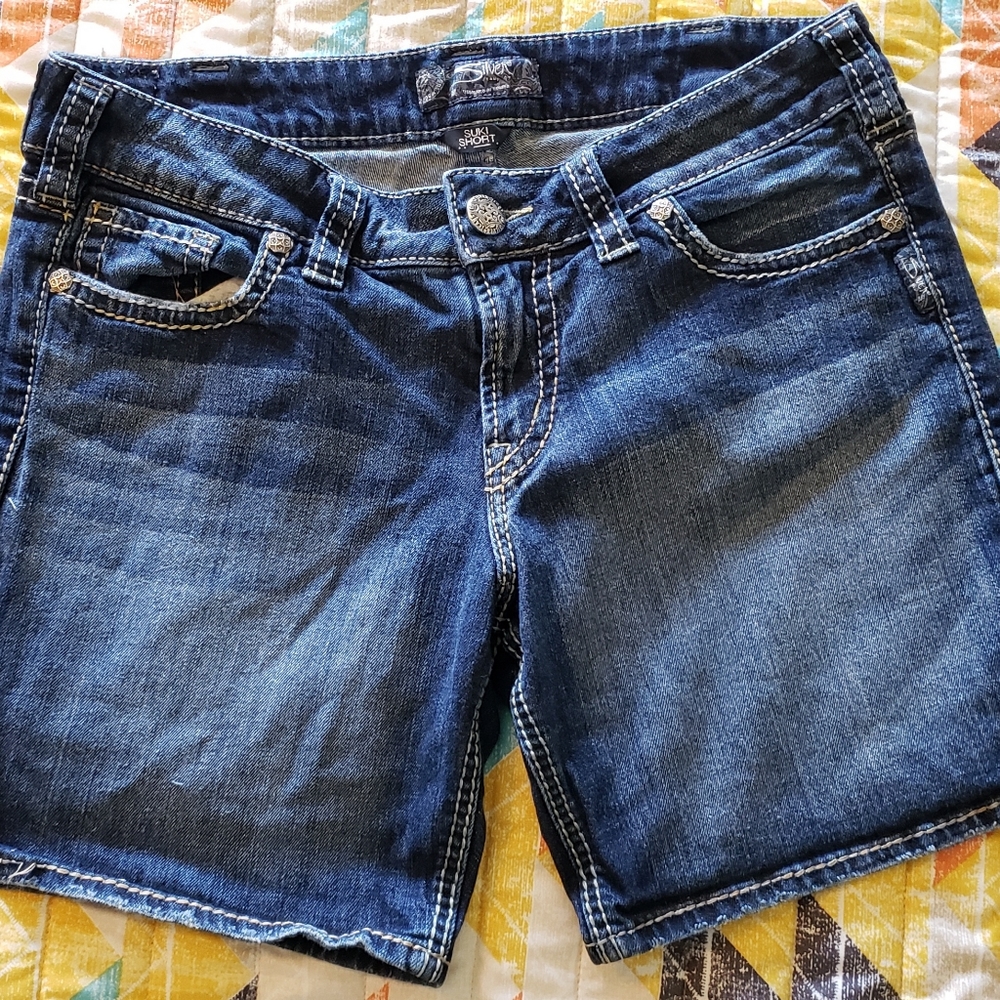 Silver jean shorts